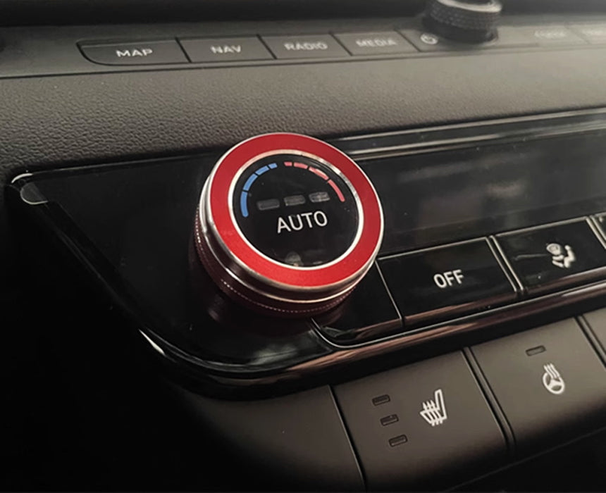 Sports Red Center Console AC Climate Control Knob Covers For Hyundai 21+ Elantra