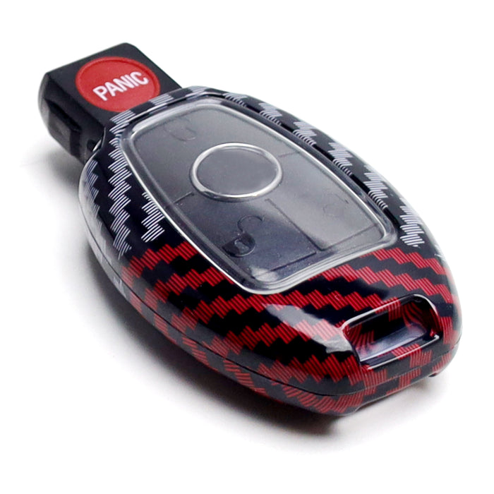 Black/Red Carbon Pattern Hard Cover For Mercedes Gen2 Teardrop Shape Smart Key