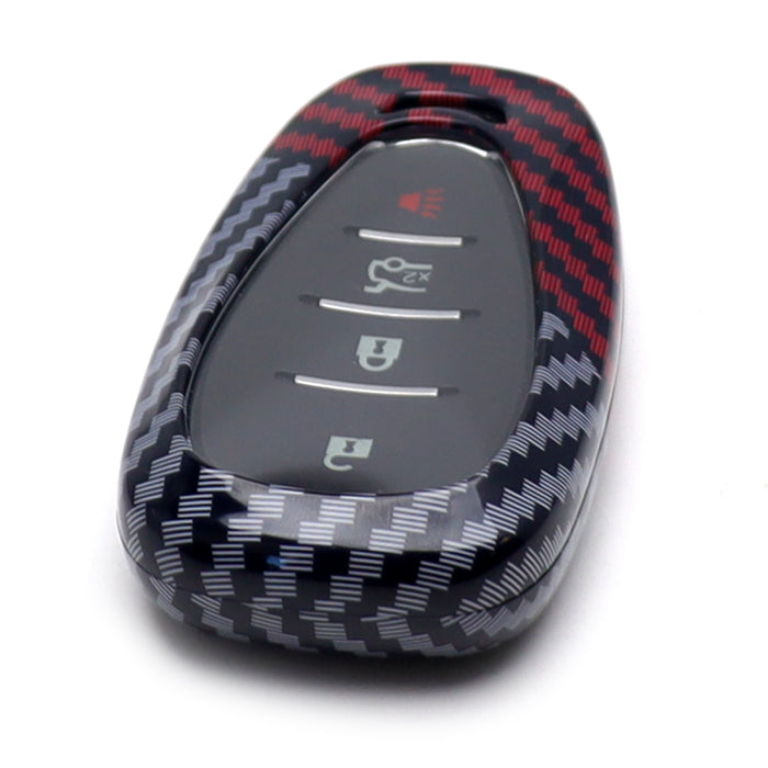 Black/Red Carbon Pattern Hard Key Case Shell For Chevy Camaro Malibu Cruze Volt
