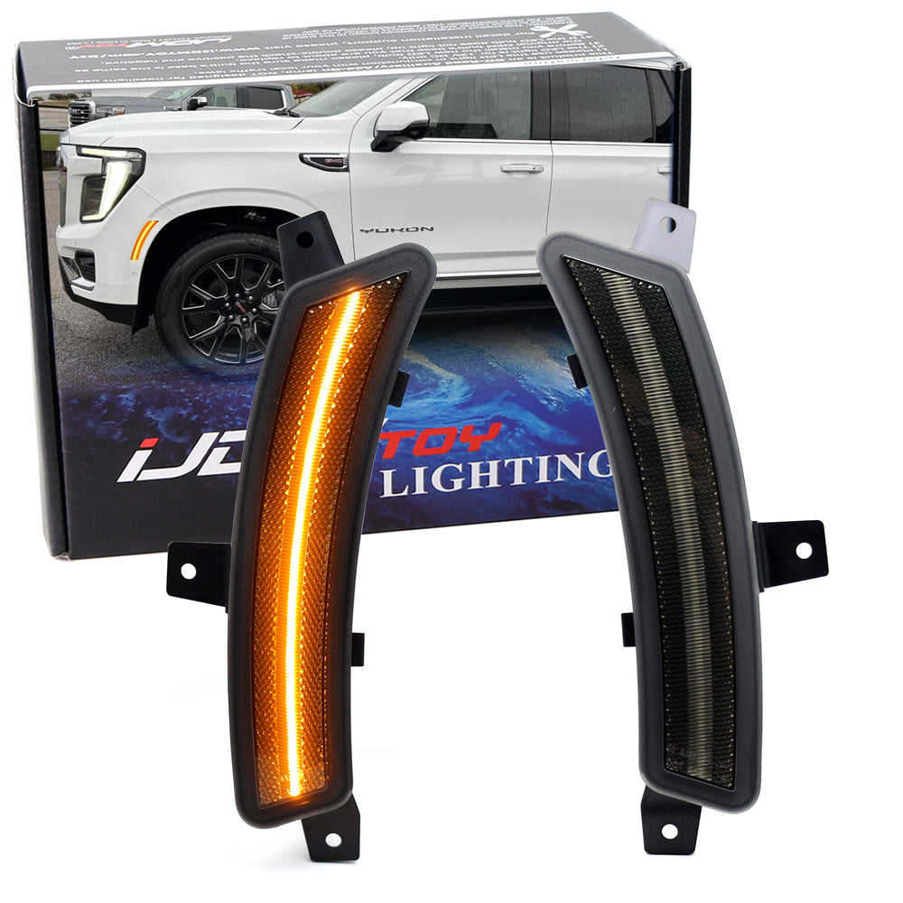 Smoked Lens Amber Full LED Side Marker Lights For 25+ GM Escalade Suburban Yukon