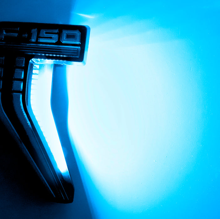 Aqua LED Background Illumination Lighting For 21+ Ford F150 Side Fender Emblem