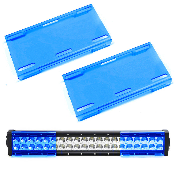 2pc 6-Inch Blue Tinted Colored Double-Row LED Light Bar Lens Protective Covers