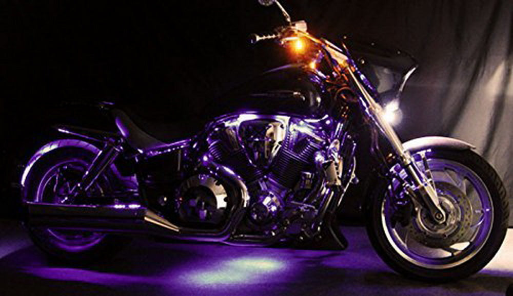8pcs RGB Multi-Color LED Motorcycle Ground Effect Light Kit w/ Wireless Remote