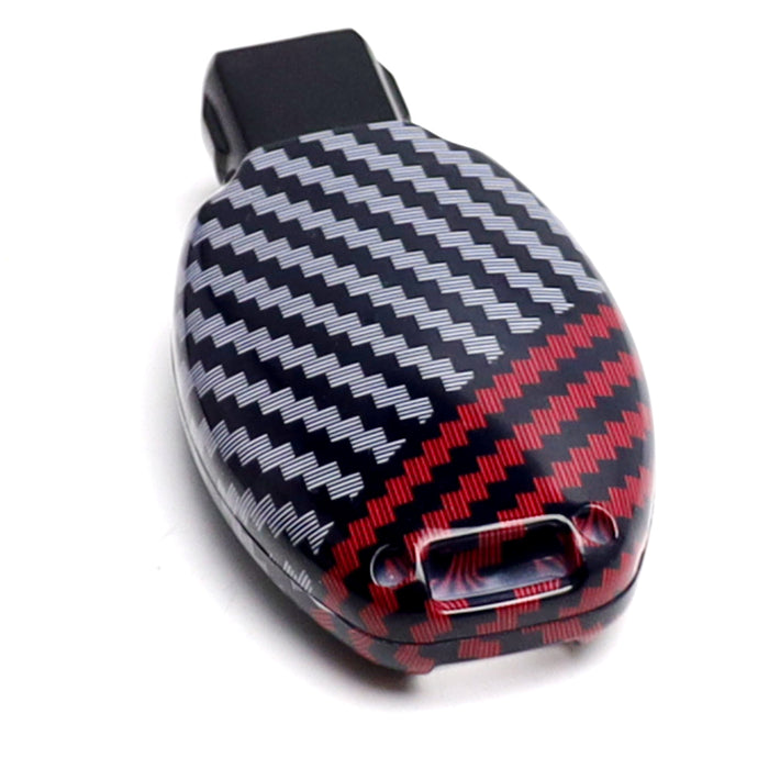 Black/Red Carbon Pattern Hard Cover For Mercedes Gen2 Teardrop Shape Smart Key