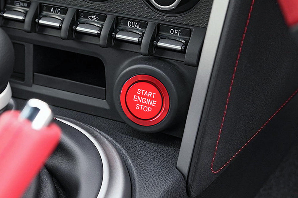 Sports Red Engine Push Start Cover w/ Ring Trim For 2022+ Subaru BRZ Toyota GR86