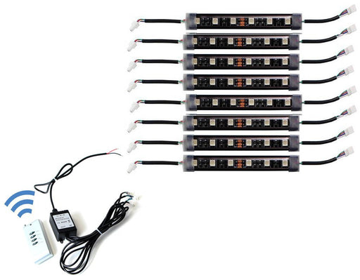 8pcs RGB Multi-Color LED Motorcycle Ground Effect Light Kit w/ Wireless Remote
