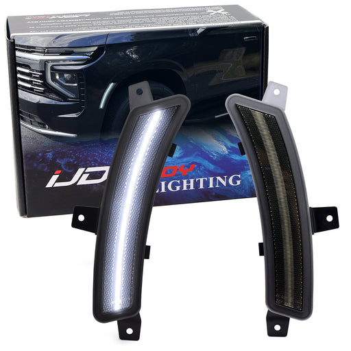 Smoked Lens White Full LED Side Marker Lights For 25+ GM Escalade Suburban Yukon