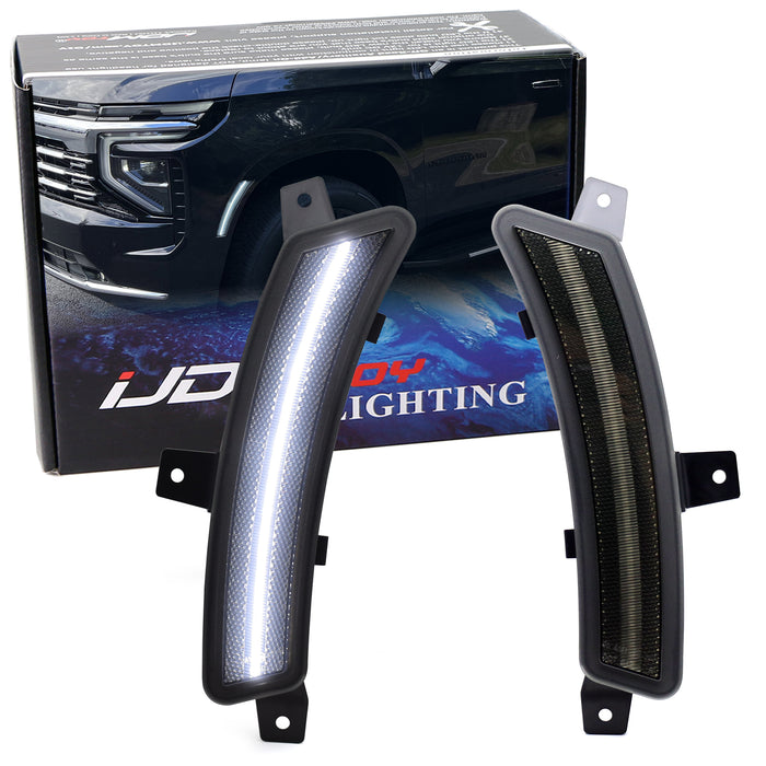 Smoked Lens White Full LED Side Marker Lights For 25+ GM Escalade Suburban Yukon