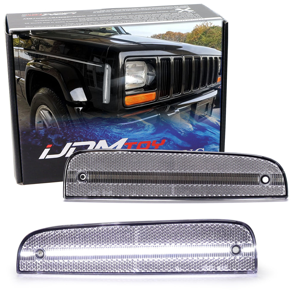 Clear Lens White Full LED Front Side Marker Lights For Jeep 1997-01 Cherokee LCI