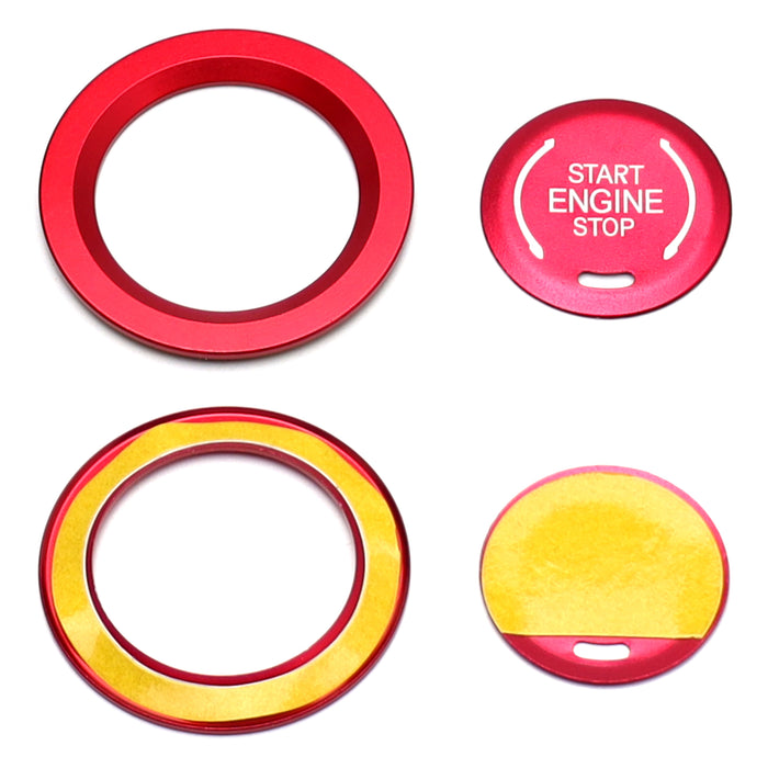 Sports Red Engine Push Start Cover w/ Ring Trim For 2019-up Chevy Cadillac GMC
