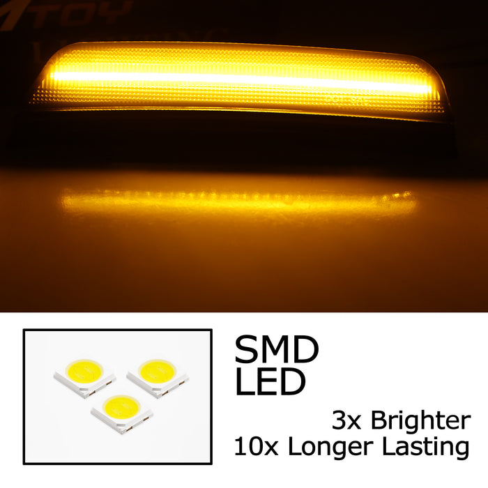 Smoke Lens Amber Full LED Front Bumper Side Marker Lights For 21+ Grand Cherokee