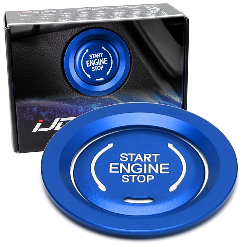 Sports Blue Engine Push Start Cover w/ Ring Trim For 2019-up Chevy Cadillac GMC