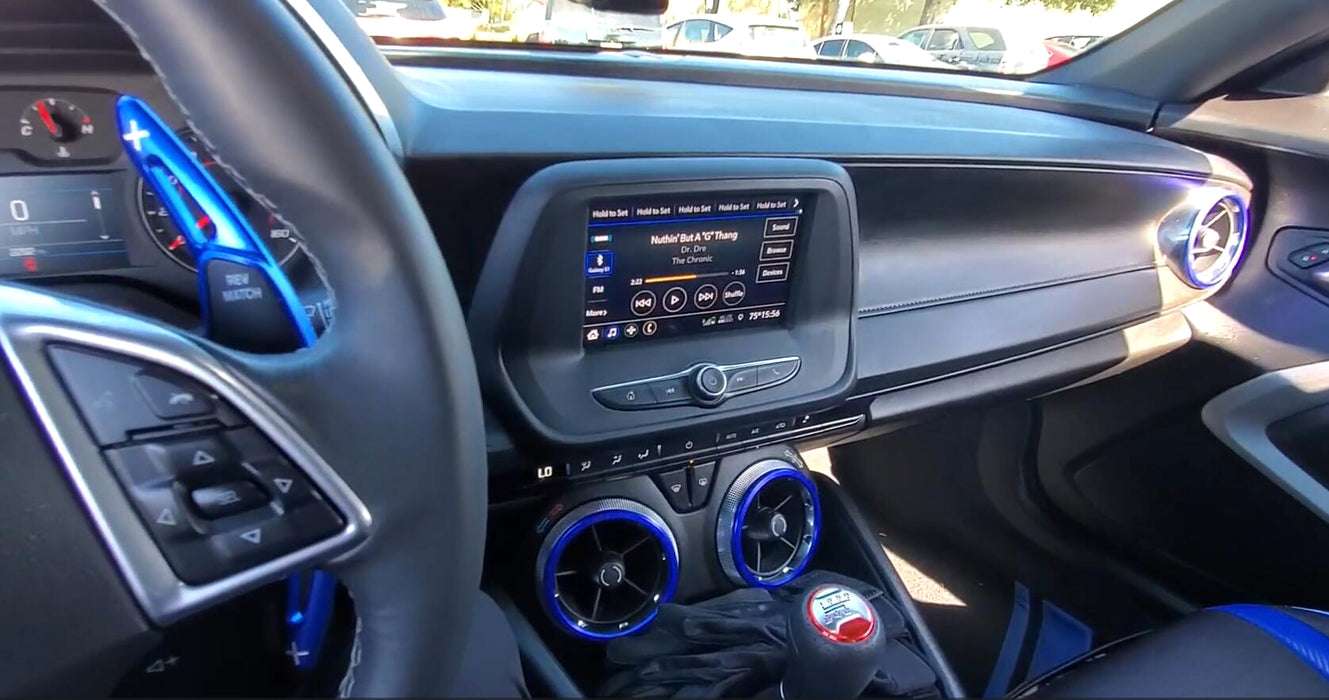 4x Blue Air Conditioner AC Vent Outer Ring Decoration Trims For Chevy 16+ Camaro