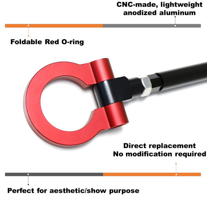 KDM Red Track Racing Style Front Tow Hook Ring Kit For Hyundai 2021-up Elantra