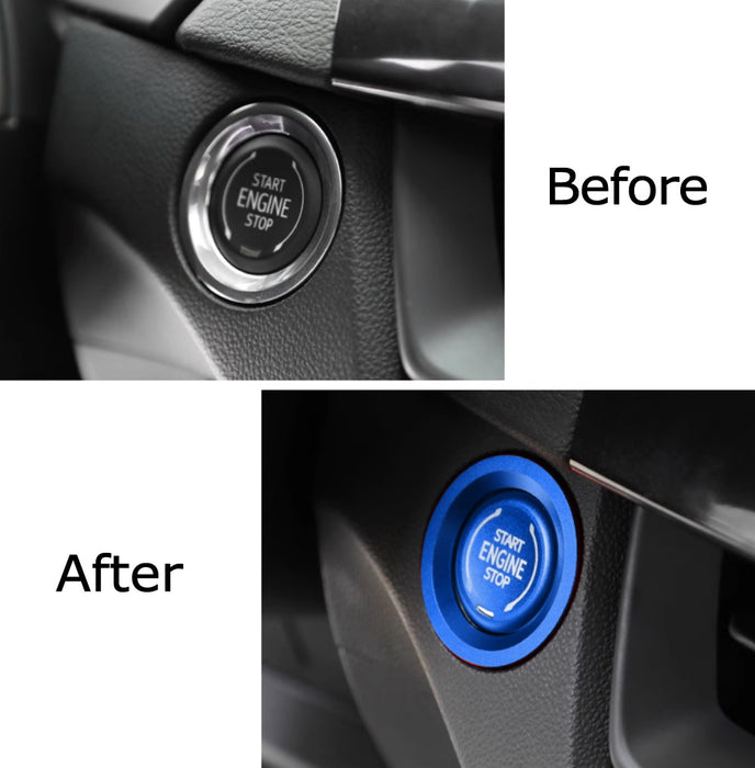 Sports Blue Engine Push Start Cover w/ Ring Trim For 2019-up Chevy Cadillac GMC