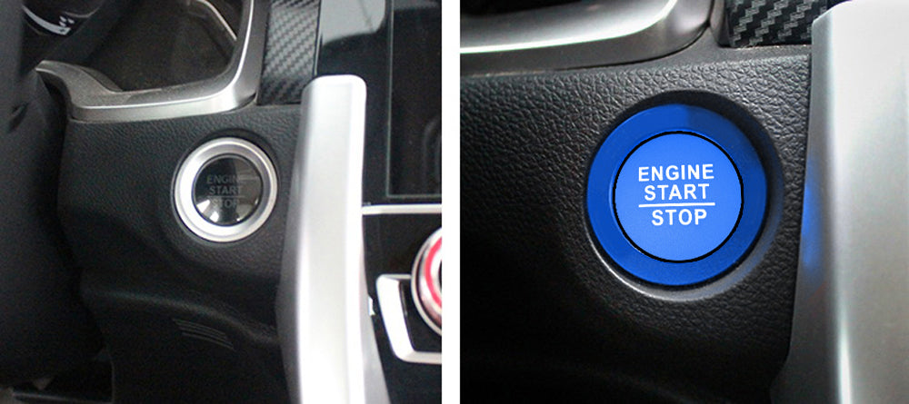 Sports Blue Engine Push Start Button w/Surround Ring For 16+ Gen10 Gen11 Civic