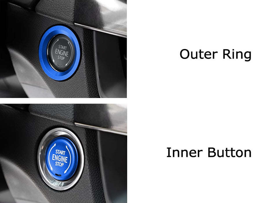 Sports Blue Engine Push Start Cover w/ Ring Trim For 2019-up Chevy Cadillac GMC