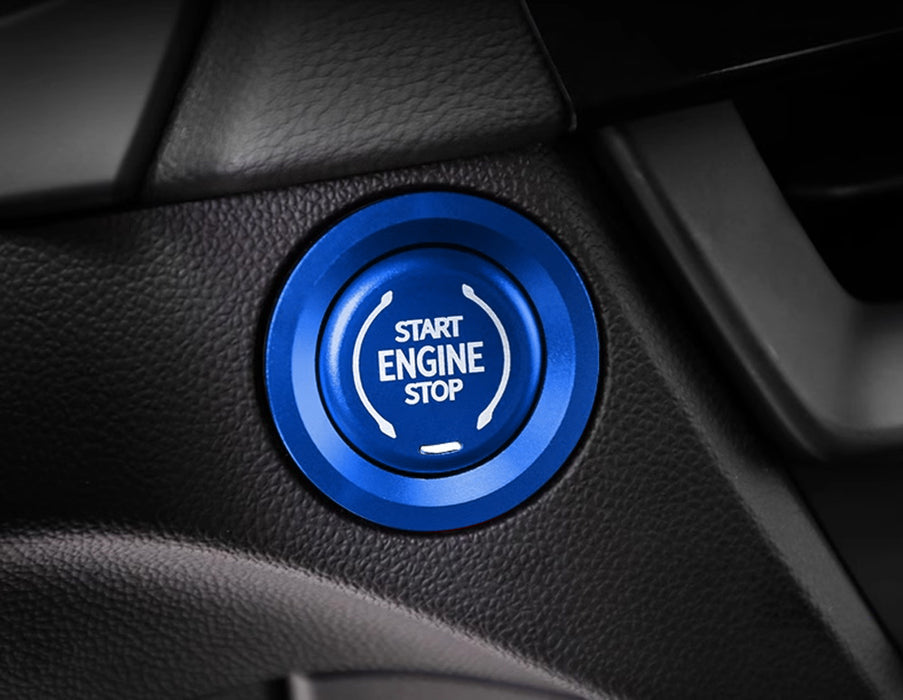 Sports Blue Engine Push Start Cover w/ Ring Trim For 2019-up Chevy Cadillac GMC