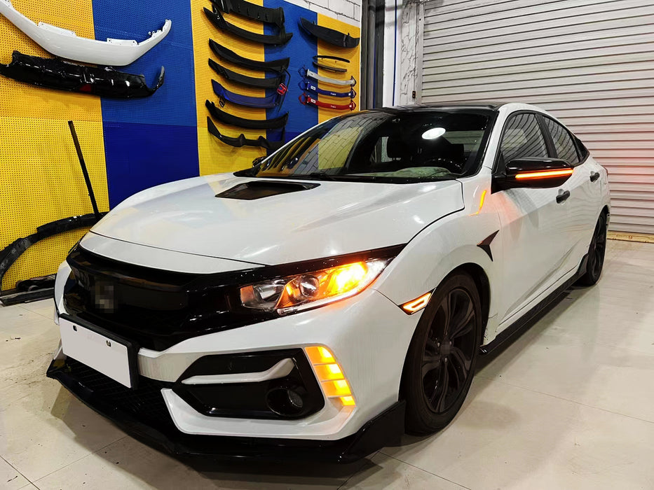 GT-Stype Black-Out Cover Amber LED Front Side Markers For Honda 2016-2021 Civic