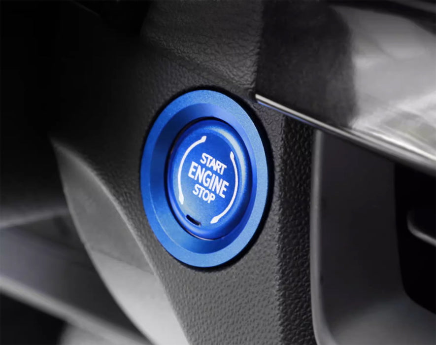 Sports Blue Engine Push Start Cover w/ Ring Trim For 2019-up Chevy Cadillac GMC