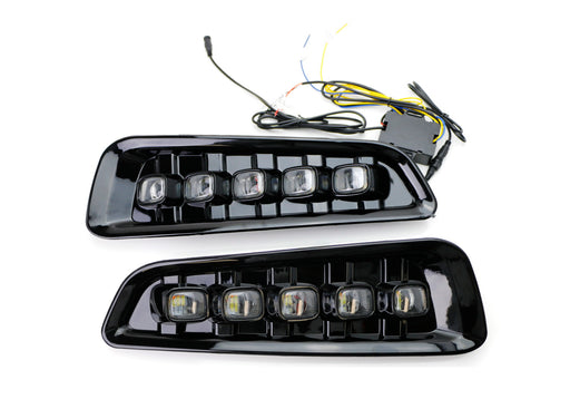 5-Light White/Amber Switchback LED Daytime Running Lights For 17-20 Ford Raptor