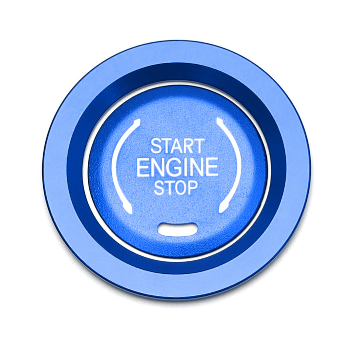 Sports Blue Engine Push Start Cover w/ Ring Trim For 2019-up Chevy Cadillac GMC