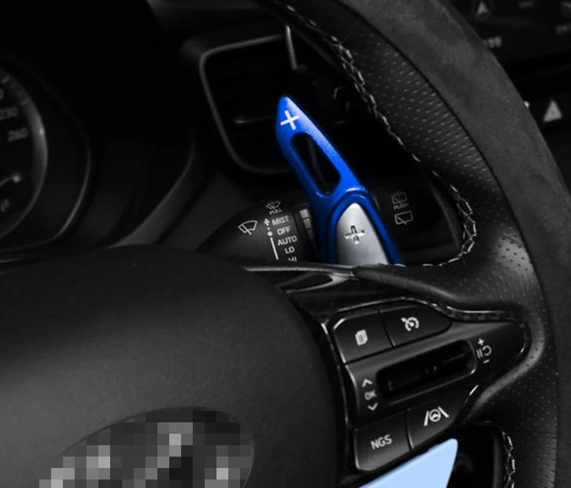 Blue Large Steering Wheel Paddle Shifts For Hyundai Veloster Elantra Kona N-Line