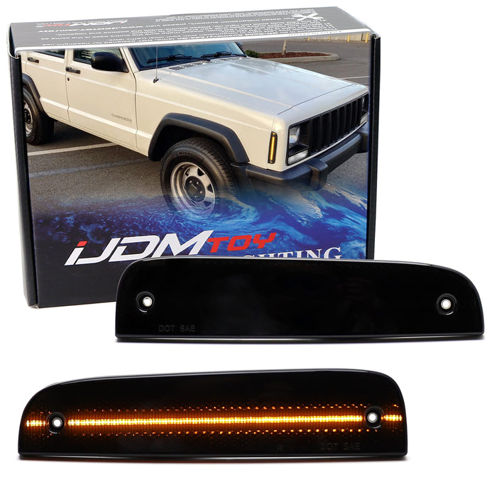 Smoke Lens Amber Full LED Front Side Marker Lights For Jeep 1997-01 Cherokee LCI