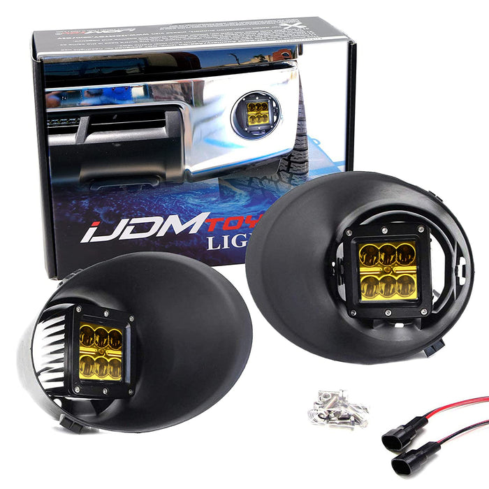 Yellow Lighting 24W 3" LED Pod Fog Light Kit w/ Bezels For 2007-13 Toy iJDMTOY.com Yellow Lighting 24W 3" LED Pod Fog Light Kit w/ Bezels For 2007-13 Toy iJDMTOY.com