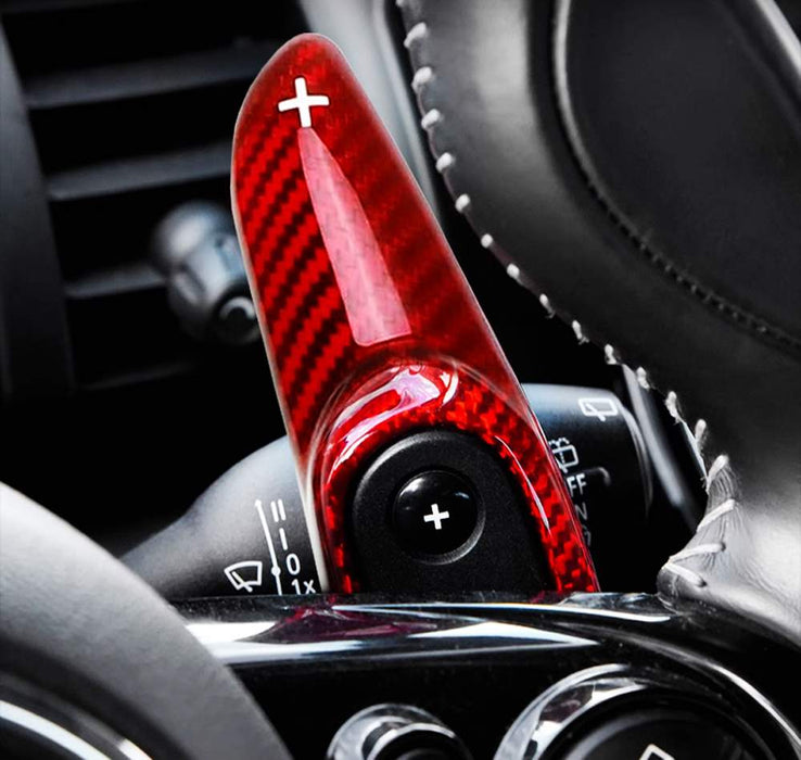 Real Red Carbon Fiber Steering Wheel Larger Paddle Shifter For MINI F55 F56 F60