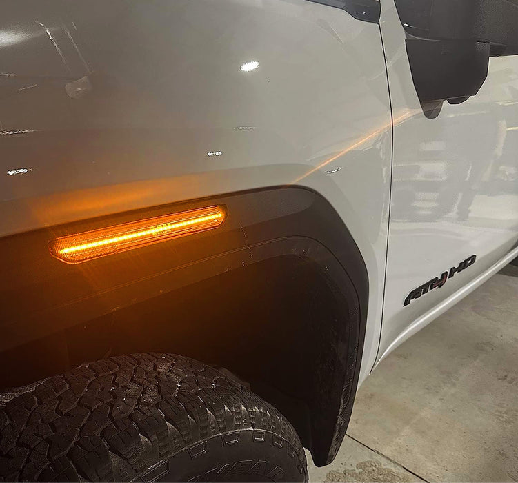 4pc Smoke Lens Amber Color LED Fender Side Markers For GMC Sierra 2500, Canyon