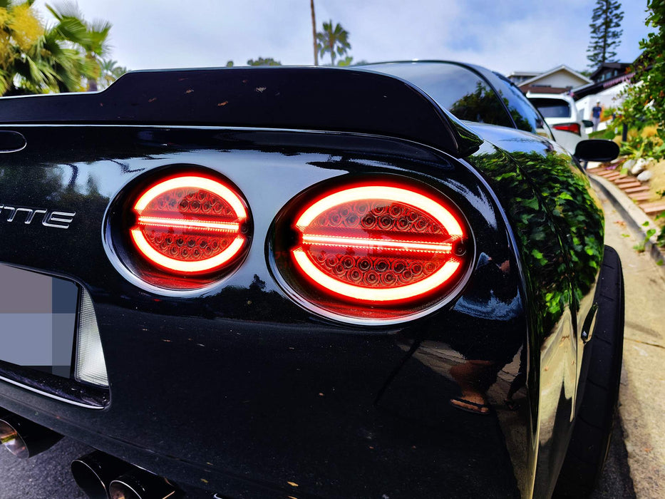 Smoke Lens Full LED Halo/Laser Tail Lights w/Hyper Flash Bypass For C5 Corvette