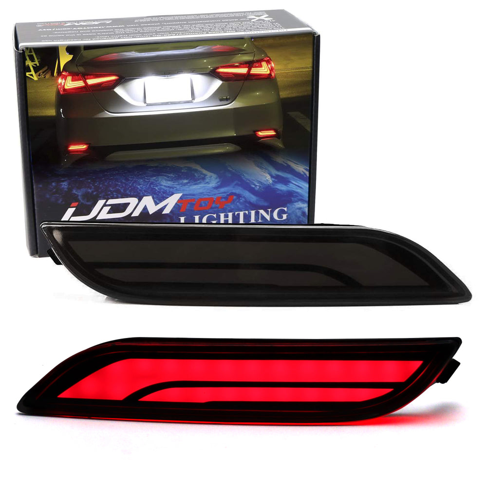 Smoked Lens Full LED Bumper Reflector Tail & Brake Lights For 18-up Toyota Camry