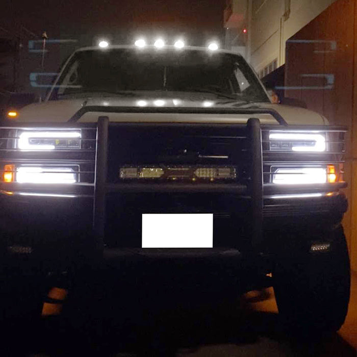 Smoke Lens White Full LED Cab Roof Lamps For Chevy/GMC C/K Series 1500 2500 3500