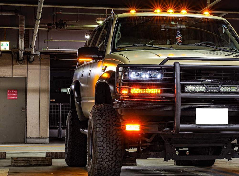 Smoke Lens Amber Full LED Cab Roof Lamps For Chevy/GMC C/K Series 1500 2500 3500