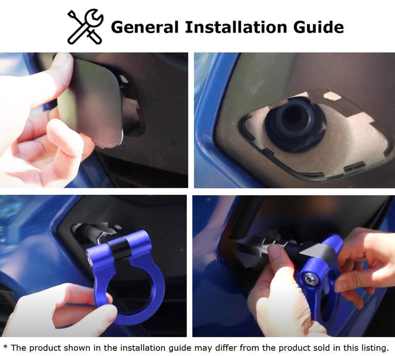 KDM Blue Track Racing Style Front Tow Hook Ring Kit For Hyundai 2021-up Elantra