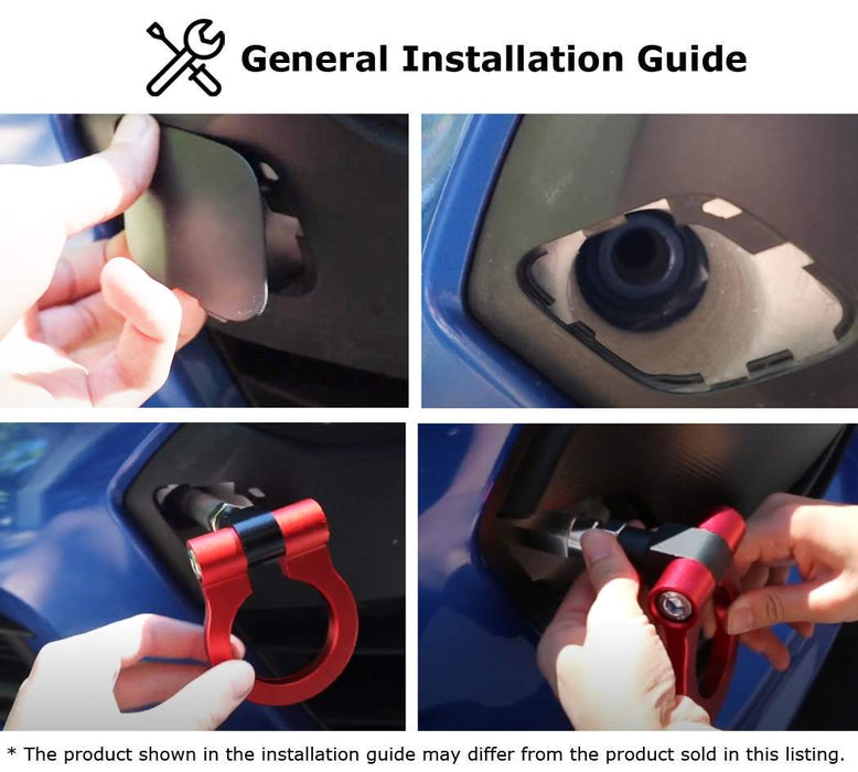 KDM Red Track Racing Style Front Tow Hook Ring Kit For Hyundai 2021-up Elantra