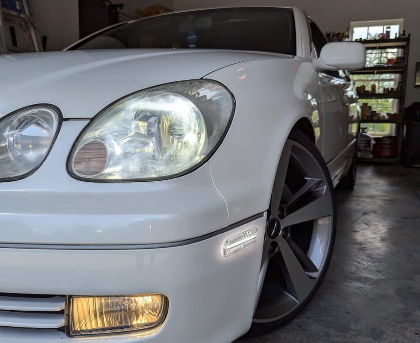 Clear Lens White Full LED Side Markers For 1998-05 Lexus GS300 IS300 LS400, etc