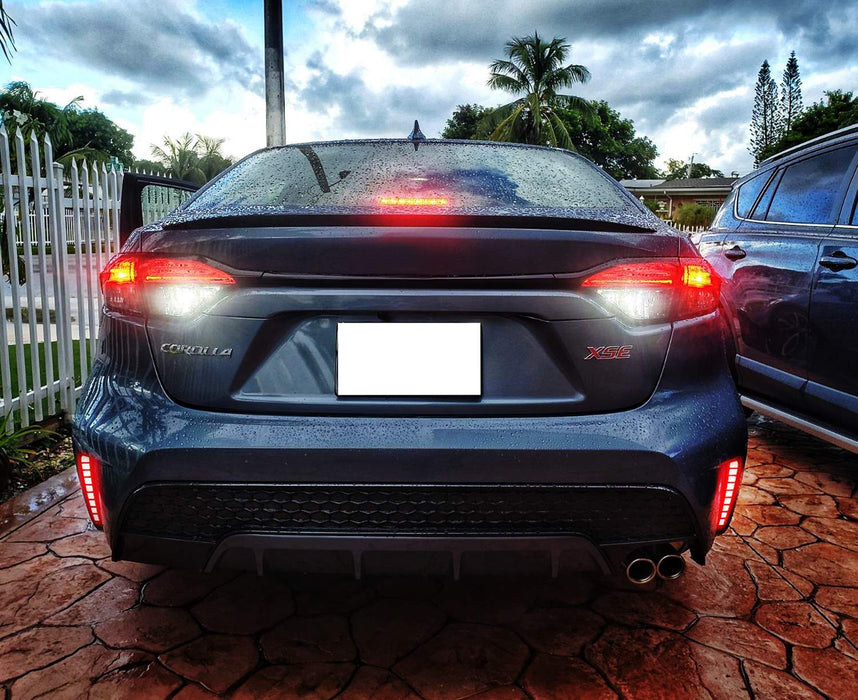 Smoked Lens LED Bumper Reflectors w/ Sequential Blink For 2019-22 Toyota Corolla