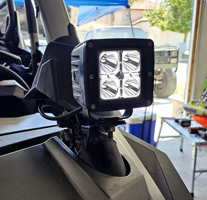 Hood Mount Front Roll Bar A-Pillar LED Ditch Light Bracket For 2014+ Polaris RZR