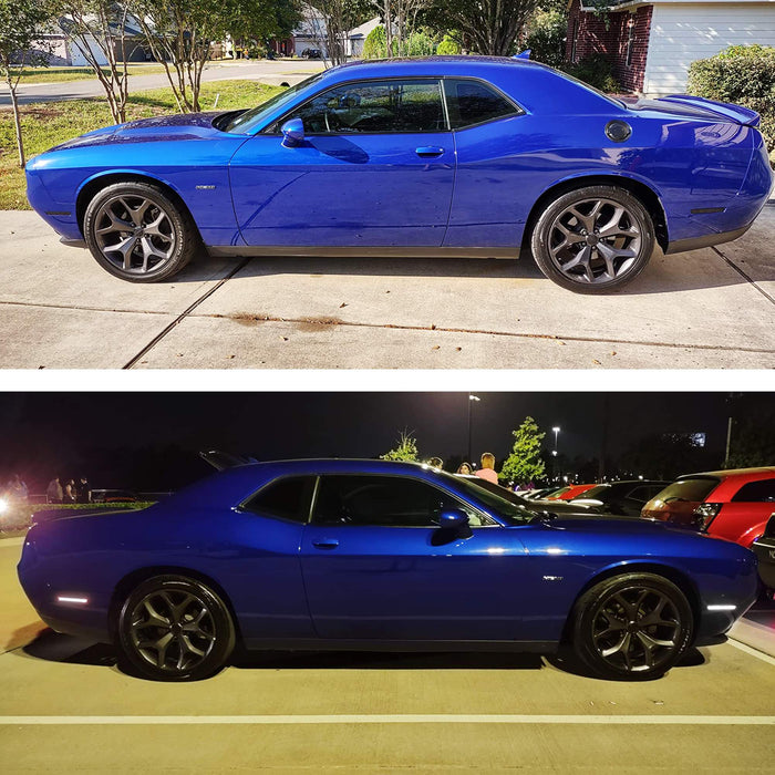 Smoked Lens All White Front/Rear LED Side Marker Lights 2015-24 Dodge Challenger