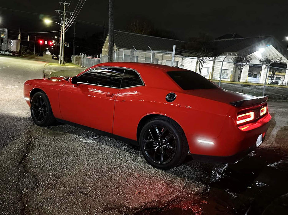 Smoked Lens All White Front/Rear LED Side Marker Lights 2015-24 Dodge Challenger