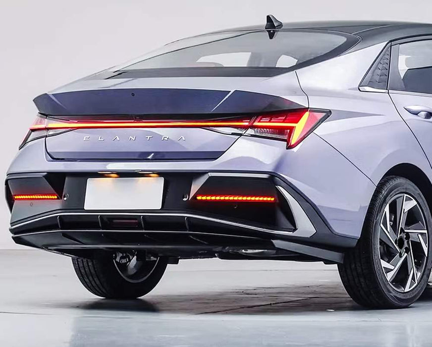 Dark Red Full LED Rear Bumper Reflectors For 2024-up Elantra w/ Sequential Blink