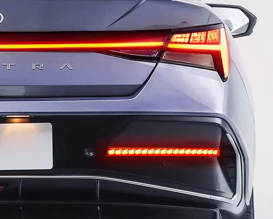 Dark Red Full LED Rear Bumper Reflectors For 2024-up Elantra w/ Sequential Blink