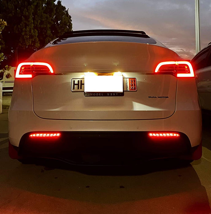 Smoked LED Bumper Reflector Lights For Tesla Model 3, Tail/Brake/Sequential Turn