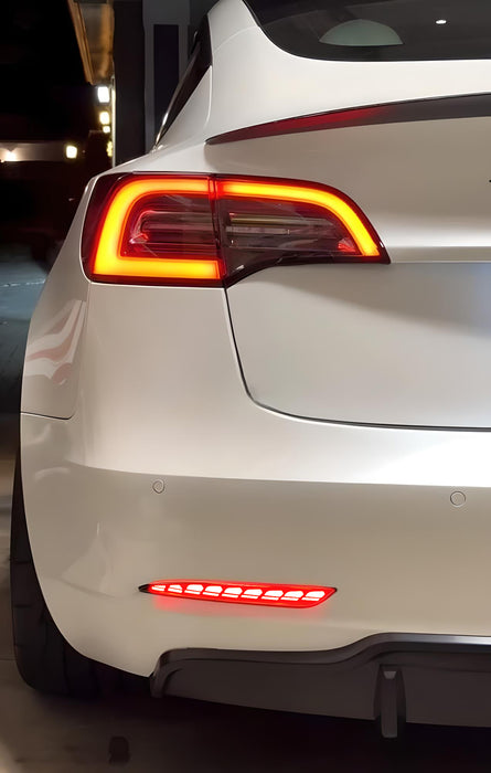 Smoked LED Bumper Reflector Lights For Tesla Model 3, Tail/Brake/Sequential Turn
