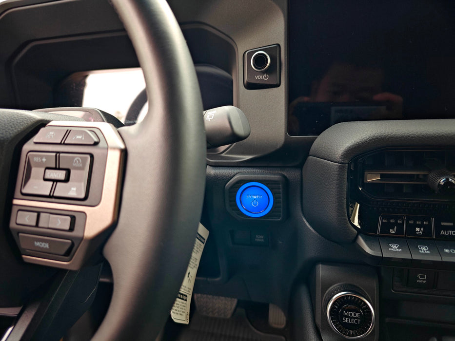 Sports Blue Power Symbol Push Start Button w/Ring Trim For Toyota Hybrid EV etc
