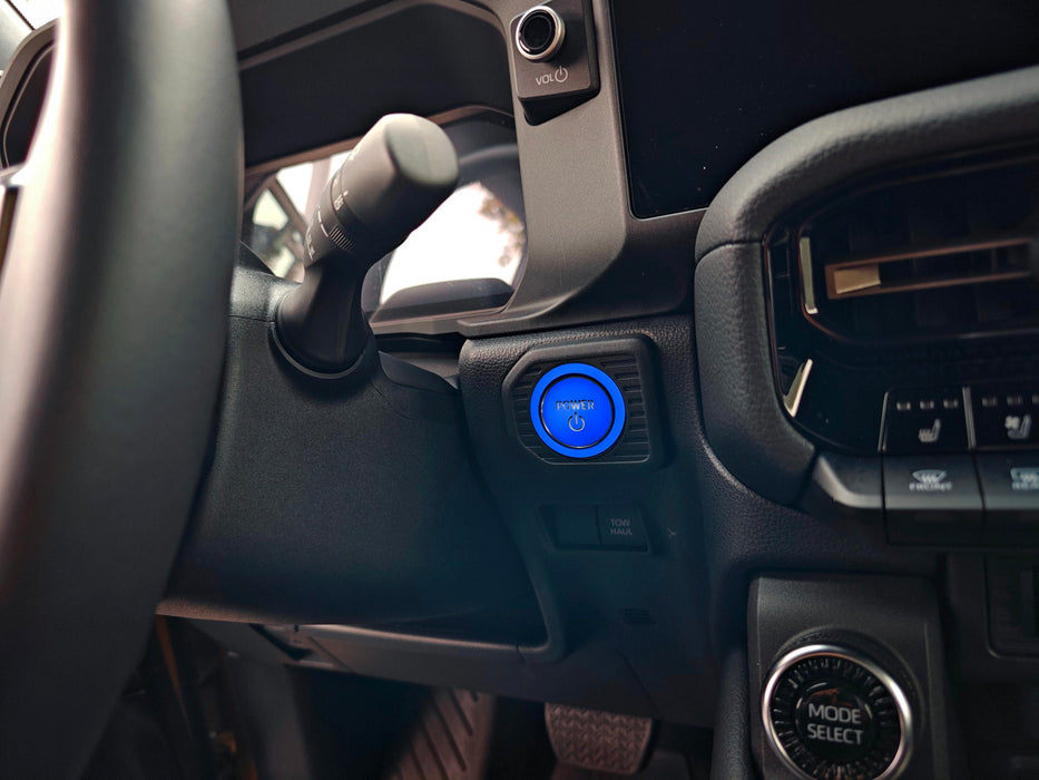 Sports Blue Power Symbol Push Start Button w/Ring Trim For Toyota Hybrid EV etc
