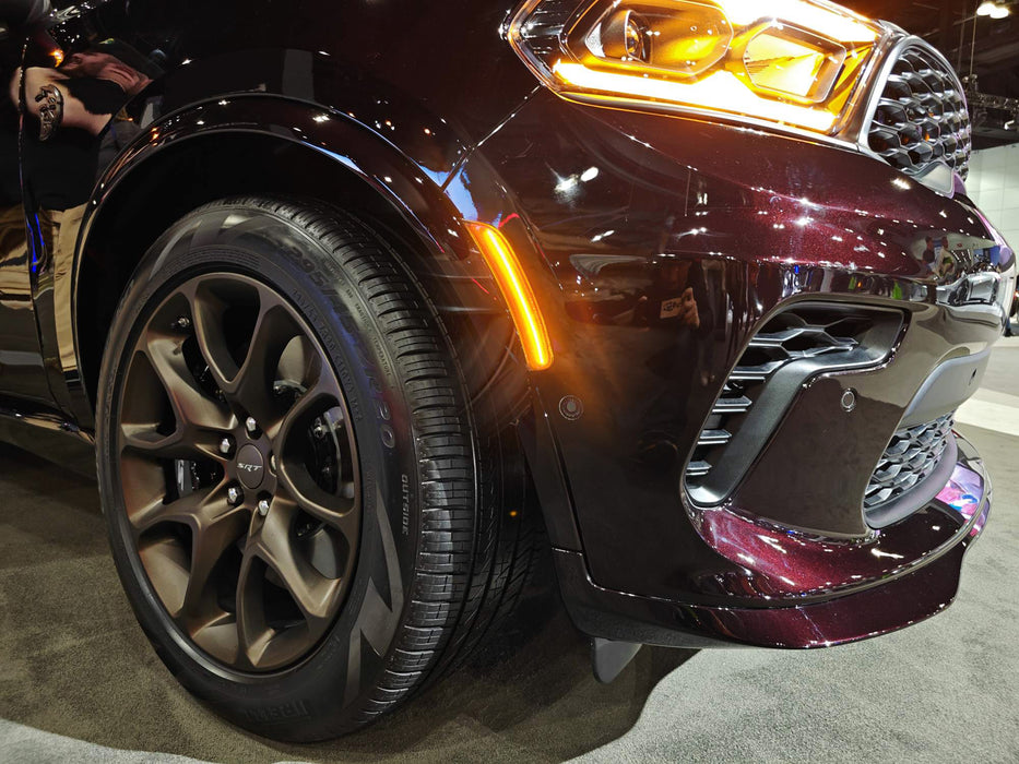 Smoked Lens Amber Full LED Front Bumper Side Marker Lights For Dodge 21+ Durango