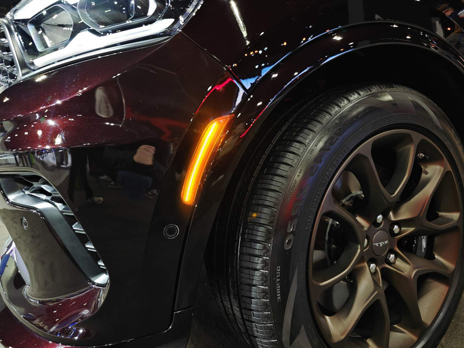 Smoked Lens Amber Full LED Front Bumper Side Marker Lights For Dodge 21+ Durango